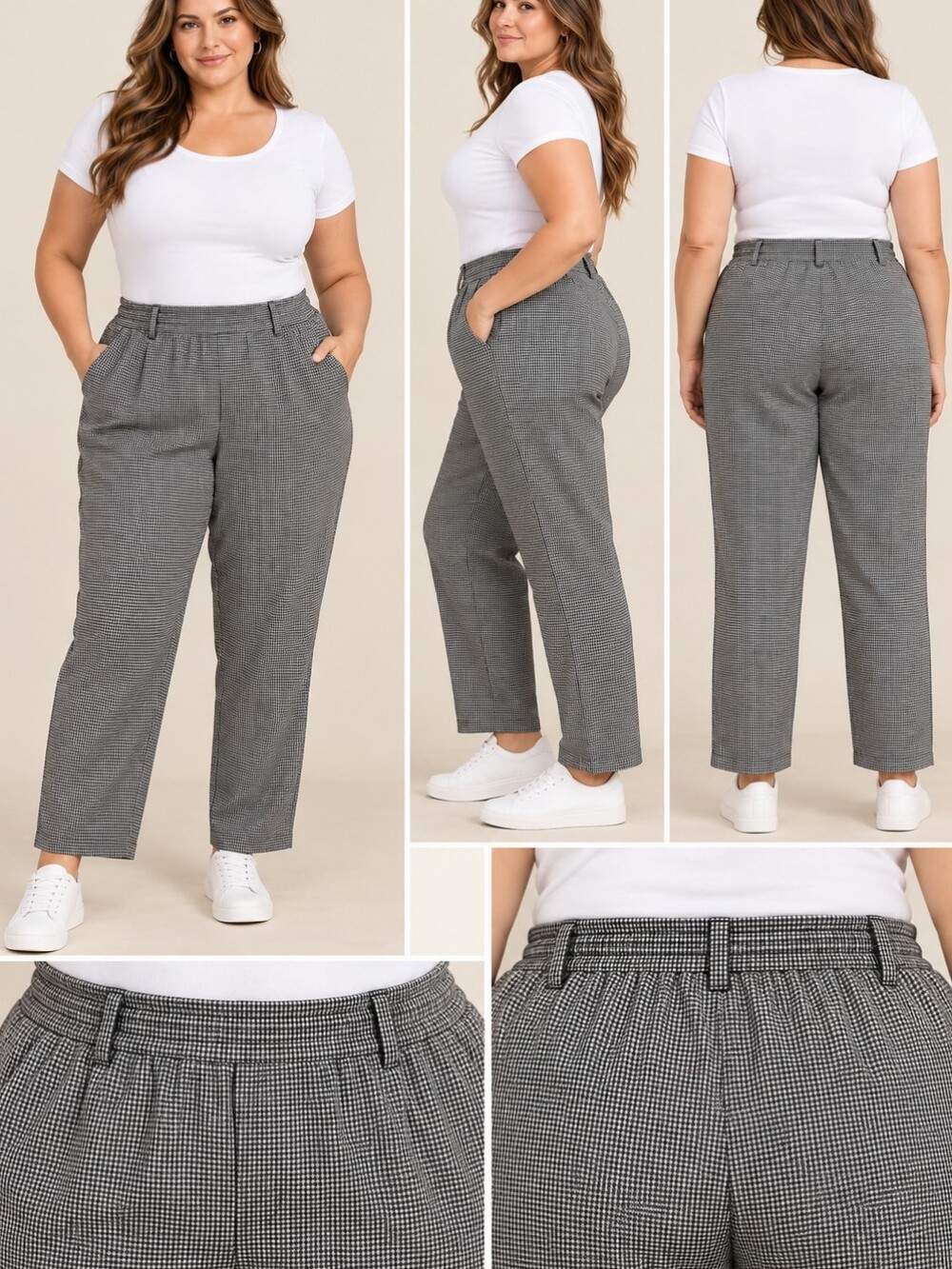 Alfred Dunner Black & White Checked Cropped Ankle Pants Size 16
